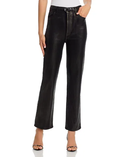 Frame Le Sleek Coated High Rise Straight Jeans In Mood Ring In Black