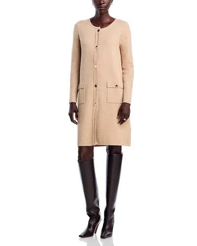 T Tahari Crewneck Button Down Cardigan Sweater In Neutral