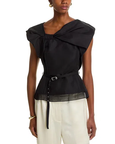 3.1 Phillip Lim Draped Bow Belted Shell Top In Black