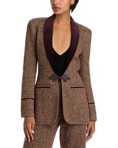 L'agence Gable Herringbone Blazer In Brown
