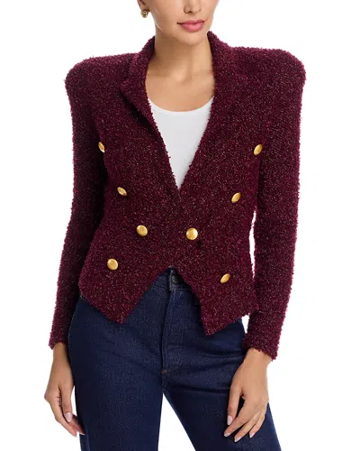 L'agence Bethany Tapered Knit Blazer In Burgundy