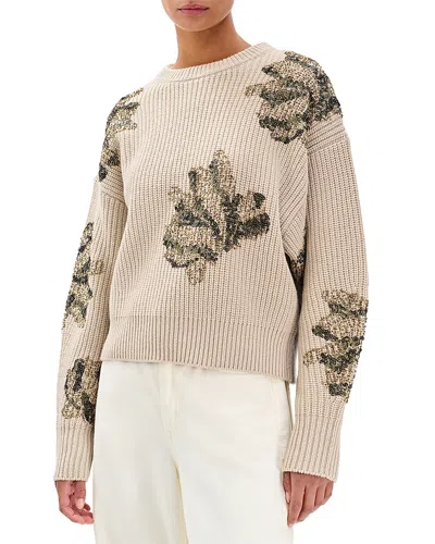 Rag & Bone Julie Sequin Detail Wool Sweater In Neutral