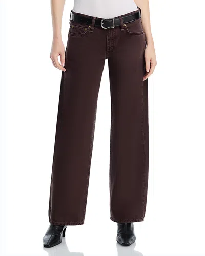 Rag & Bone Saige High Rise Relaxed Straight Jeans In Dark Brown In Burgundy