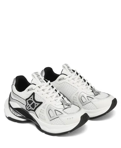 Naked Wolfe Womens White Smash Logo-embossed Leather And Mesh Low-top Trainers In White Multi