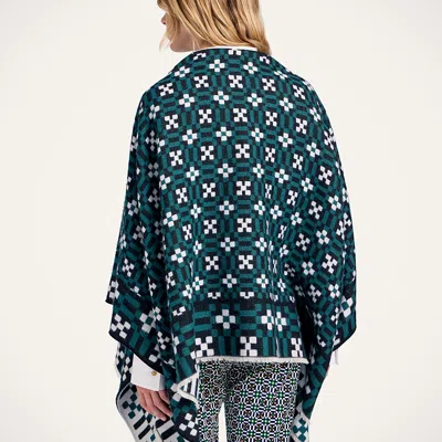 La Doublej Geometric-pattern Cape In Green