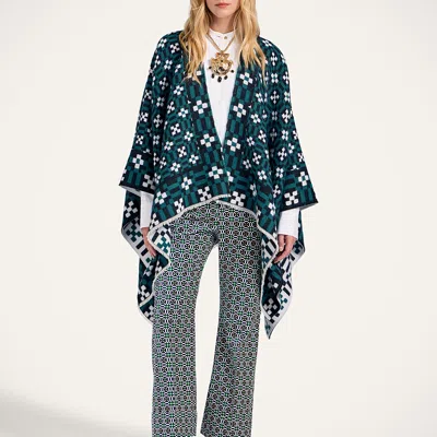 La Doublej Geometric-pattern Cape In Green