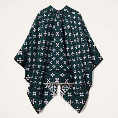 La Doublej Geometric-pattern Cape In Green