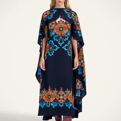 La Doublej Magic Cape-effect Printed Silk-crepe Maxi Dress In Multi