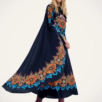 La Doublej Magic Cape-effect Printed Silk-crepe Maxi Dress In Multi