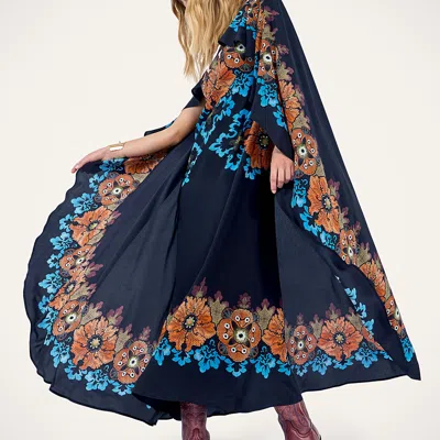La Doublej Magic Cape-effect Printed Silk-crepe Maxi Dress In Multi