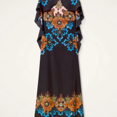 La Doublej Magic Cape-effect Printed Silk-crepe Maxi Dress In Multi