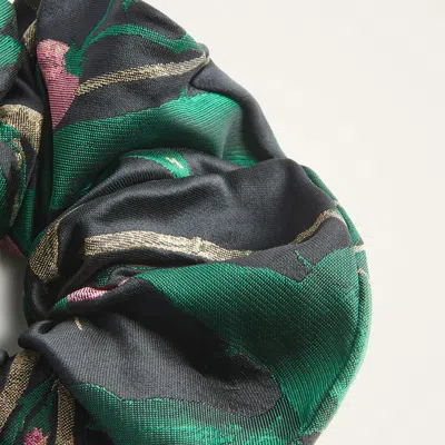 La Doublej Giga Jacquard-pattern Scrunchie In Green