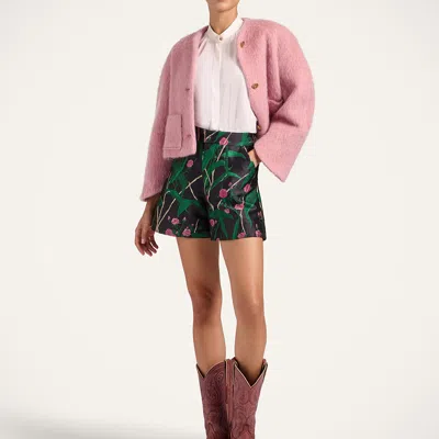 La Doublej Blair Wide-sleeve Wool-blend Jacket In Pink