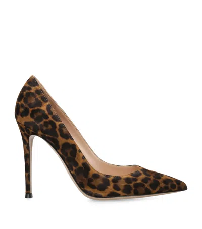 Gianvito Rossi Leopard Print Suede Pumps In Brown