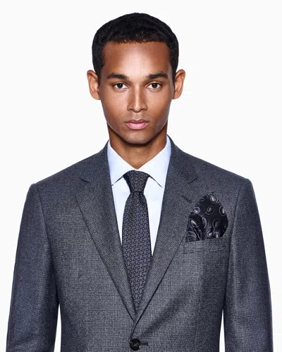 Giorgio Armani Silk Tie With Geometric Jacquard Motif In Blue