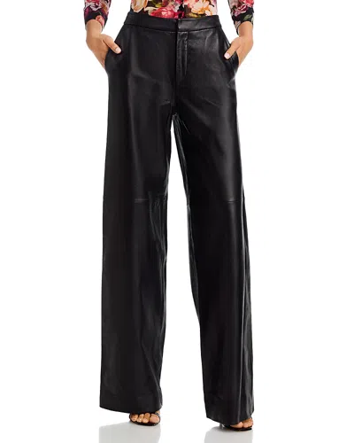 L'agence Livvy Mid-rise Straight-leg Leather Trousers In Black