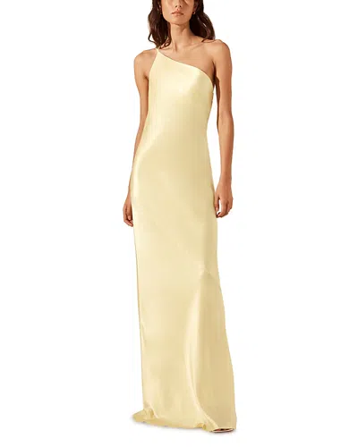 Shona Joy La Lune One Shoulder Cowl Back Gown In Yellow