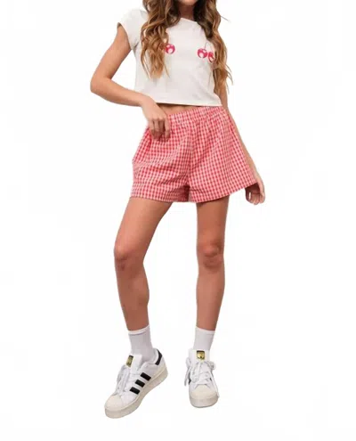 Pretty Garbage Effortless Shorts In Red White Gingham In Red