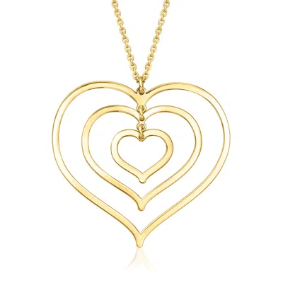 Ross-simons Italian 18kt Gold Over Sterling Concentric Heart Necklace In Gold