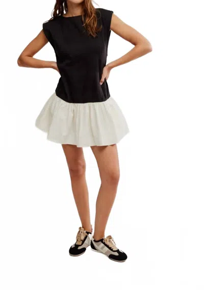 Free People Enya Mixed Media Minidress In Black