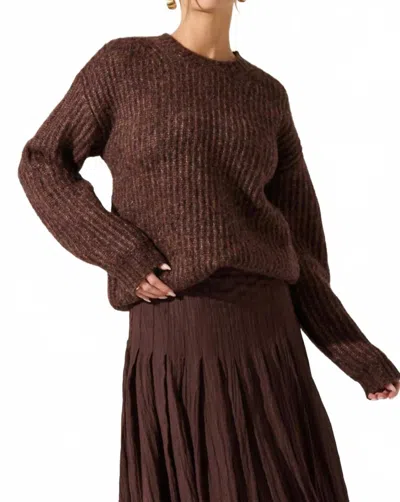 Astr The Label Archer Crewneck Sweater In Brown