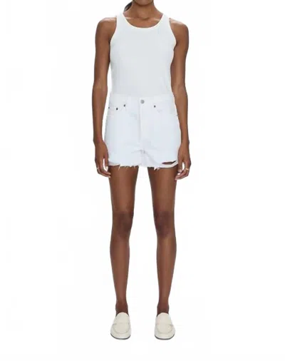 Pistola Kennedy Relaxed Denim Cuff Off Shorts In White