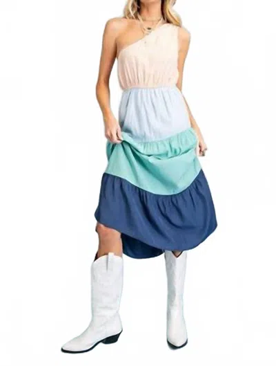 143 Story One Side Open Shoulder Dress In Multicolor In Multi