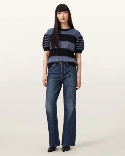 Allsaints Mathilde High Rise Bootcut Jeans In Dark Indigo In Gray