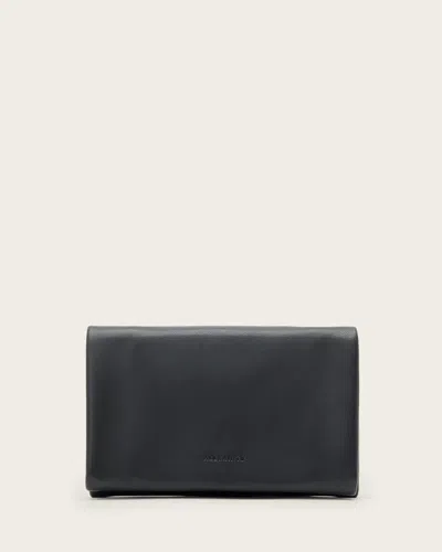 Allsaints Womens Harluna Logo-debossed Leather Wallet Black In Blue