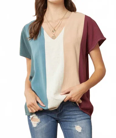 Entro Color Block Top In Hunter In Red