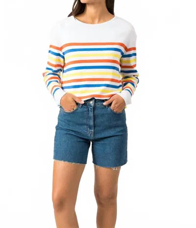 Saint James Ecrins Cotton Sweater In Cap Graphic In Multi