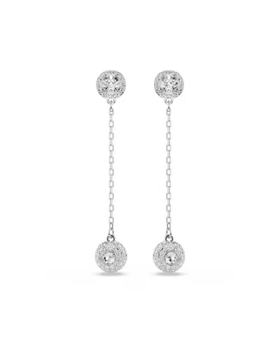 Swarovski Womens Silver Una Rhodium-plated And Zirconia Stud Earrings In Silver