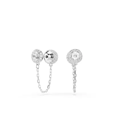 Swarovski Womens Silver Una Rhodium-plated And Zirconia Stud Earrings In Silver