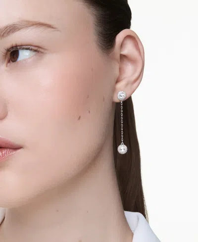 Swarovski Womens Silver Una Rhodium-plated And Zirconia Stud Earrings In Silver