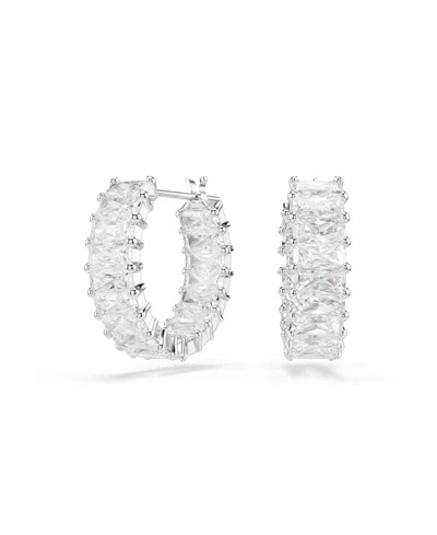 Swarovski Matrix Hoop Earrings In Silver