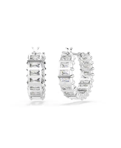 Swarovski Matrix Hoop Earrings In Silver
