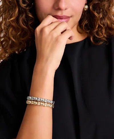 On 34th 2-pc. Set Textured Bangle Bracelets, Macy's Exclusive In Gold