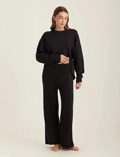 Papinelle Cotton Cashmere Straight Leg Pant In Black