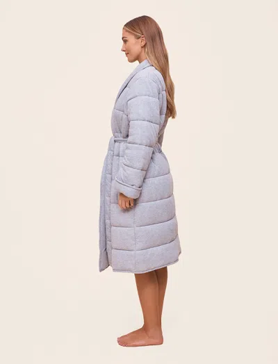 Papinelle Cuddle Puffa Quilted Cotton Midi Robe In Gray