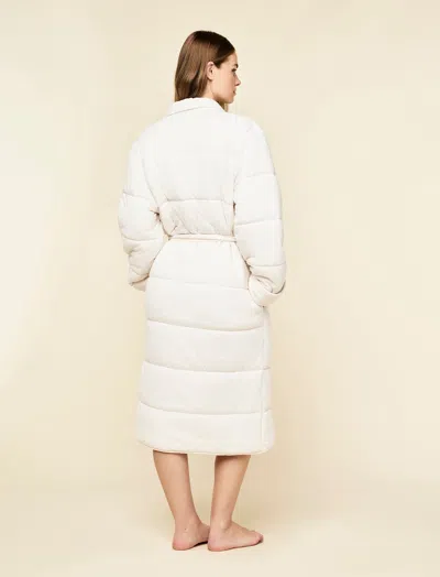 Papinelle Cuddle Puffa Quilted Cotton Midi Robe In Gray