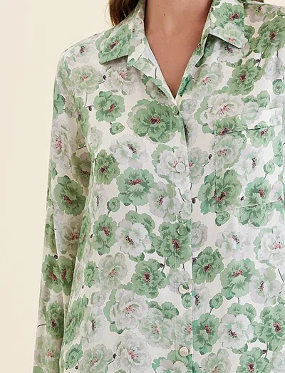 Papinelle Florence Silk Full Length Pj Set In Green