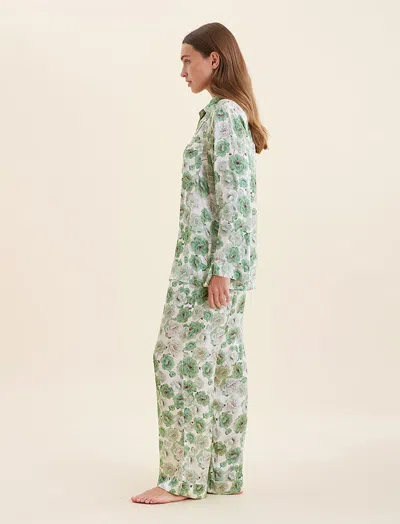 Papinelle Florence Silk Full Length Pj Set In Green