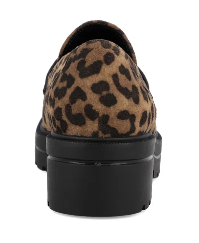 Mia Women's Yoani Round Toe Lug Sole Loafers In Animal Print