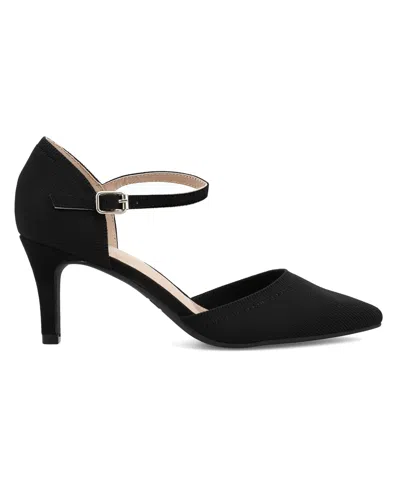 Mia Women's Bivi Knit D'orsay Buckled Ankle Strap Pumps In Black