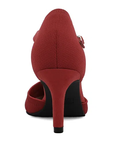 Mia Women's Bivi Knit D'orsay Buckled Ankle Strap Pumps In Red