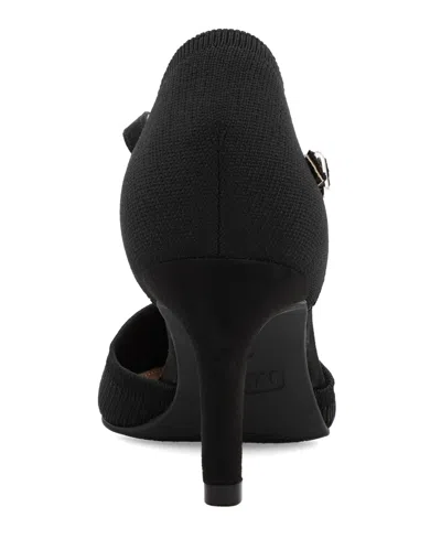 Mia Women's Bivi Knit D'orsay Buckled Ankle Strap Pumps In Black