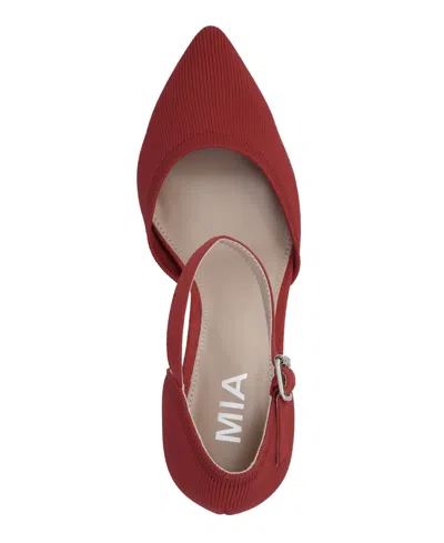 Mia Women's Bivi Knit D'orsay Buckled Ankle Strap Pumps In Red