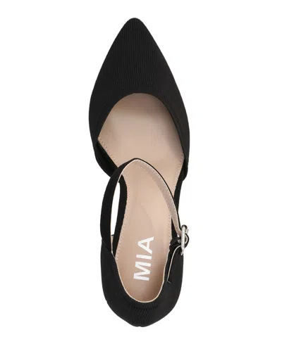 Mia Women's Bivi Knit D'orsay Buckled Ankle Strap Pumps In Black