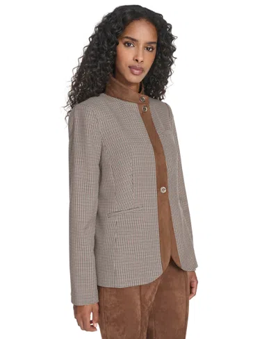 Tommy Hilfiger Women's Houndstooth Band Collar Jacket In Multi