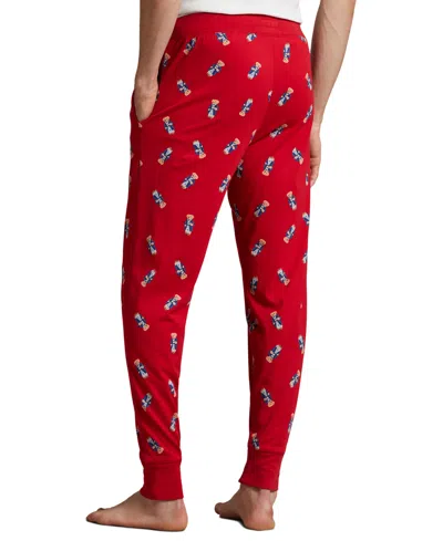 Polo Ralph Lauren Men's Rib Waistband Knit Bear Pajama Jogger Pants In Red